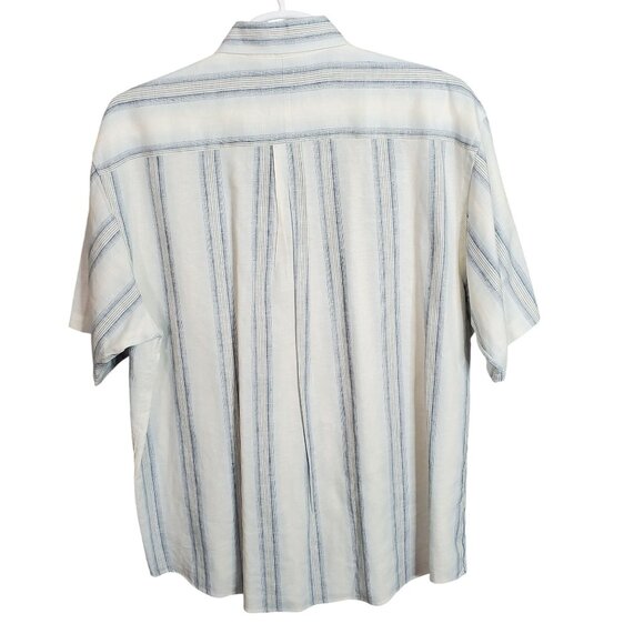 Jos A Bank Size XL Shirt Linen Stripe Travelers Collection Short Sleeve Business - Picture 3 of 9